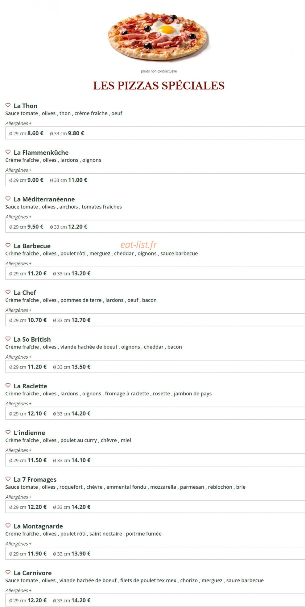 Le Kiosque à Pizzas — carte page 4