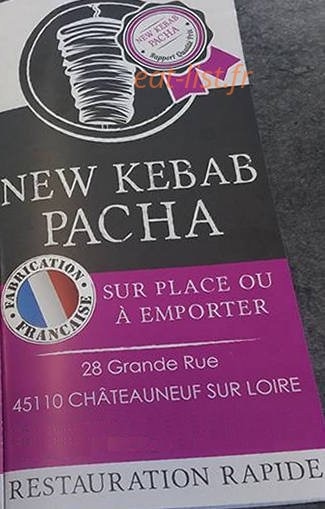New Kebab Pacha — carte page 1