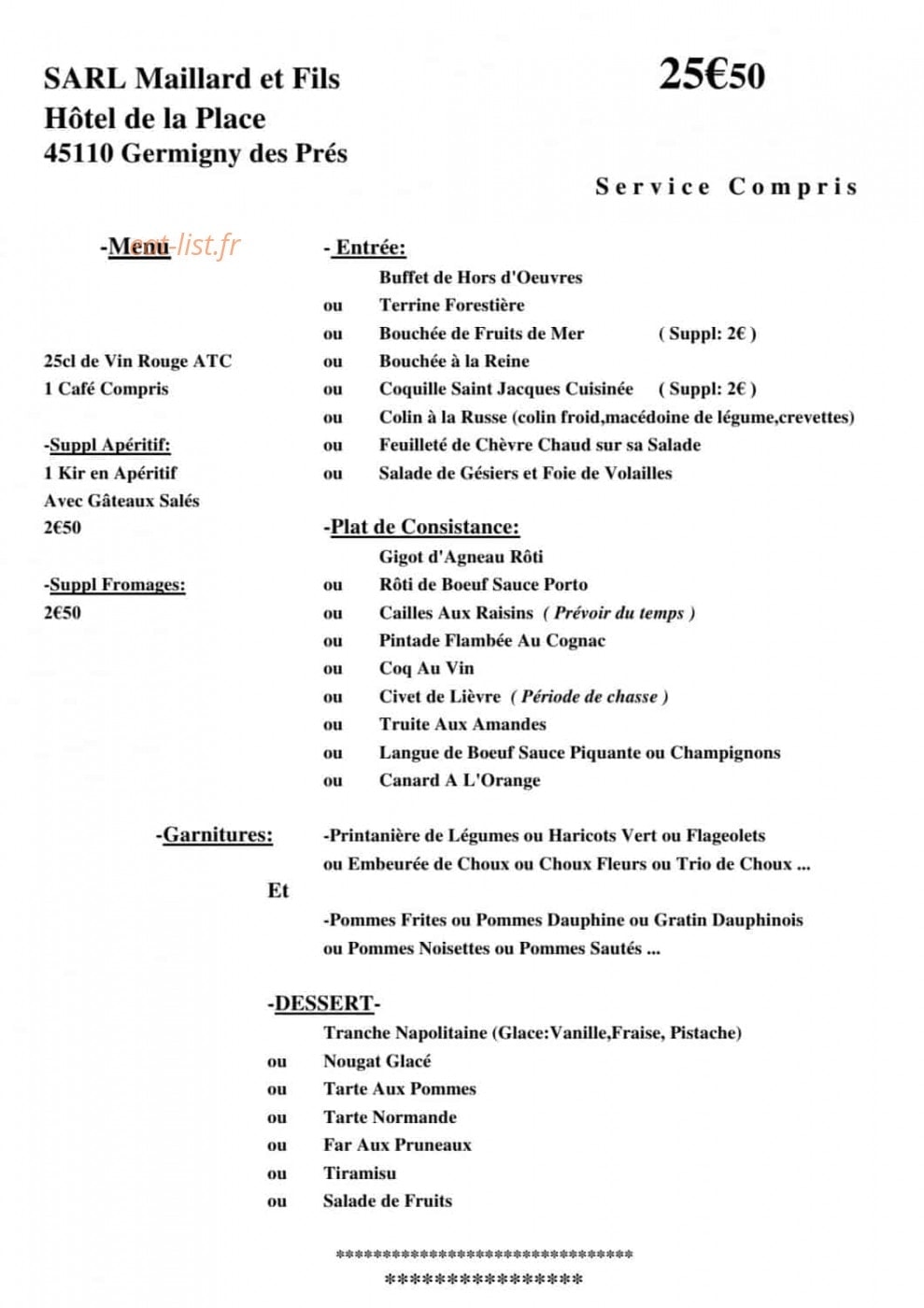 Hôtel de la place — carte page 15