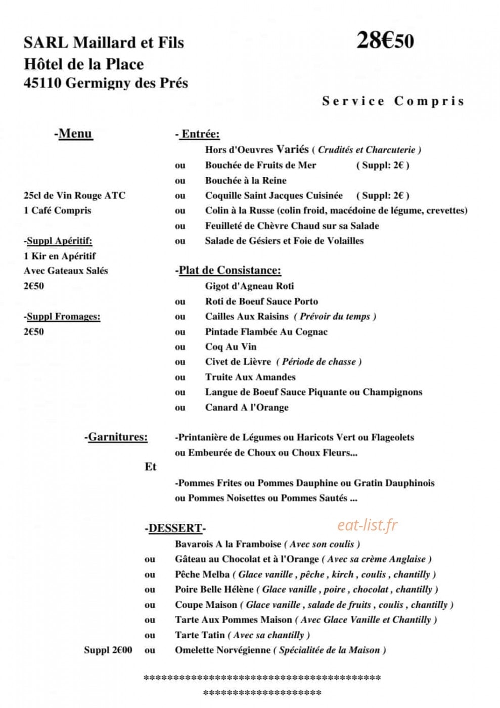Hôtel de la place — carte page 16