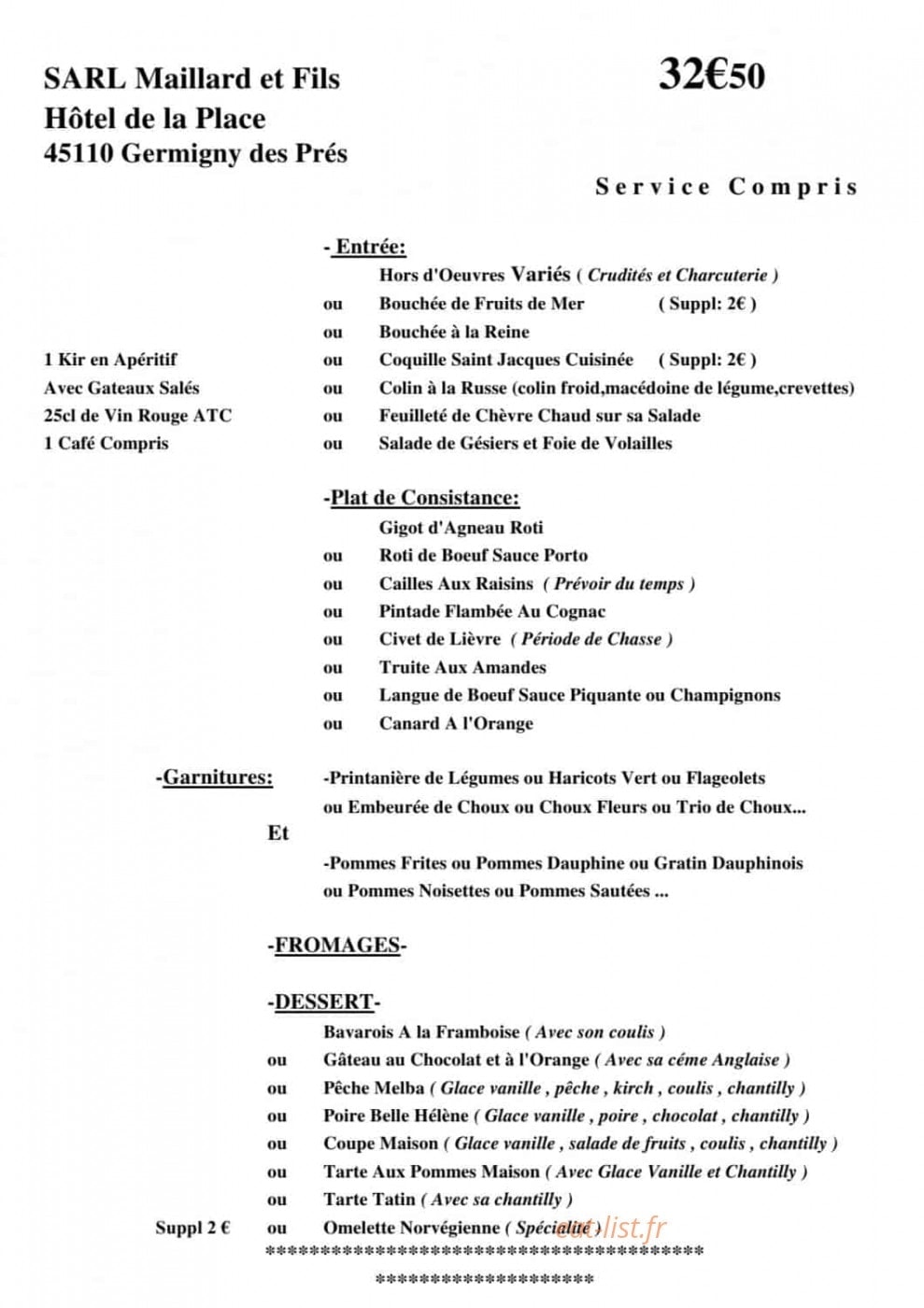 Hôtel de la place — carte page 17