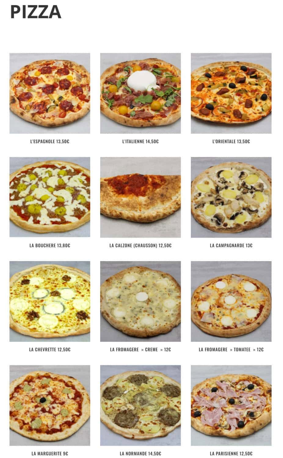 La maison de la Pizza — carte page 1