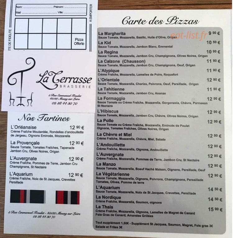 La Terrasse — carte page 1