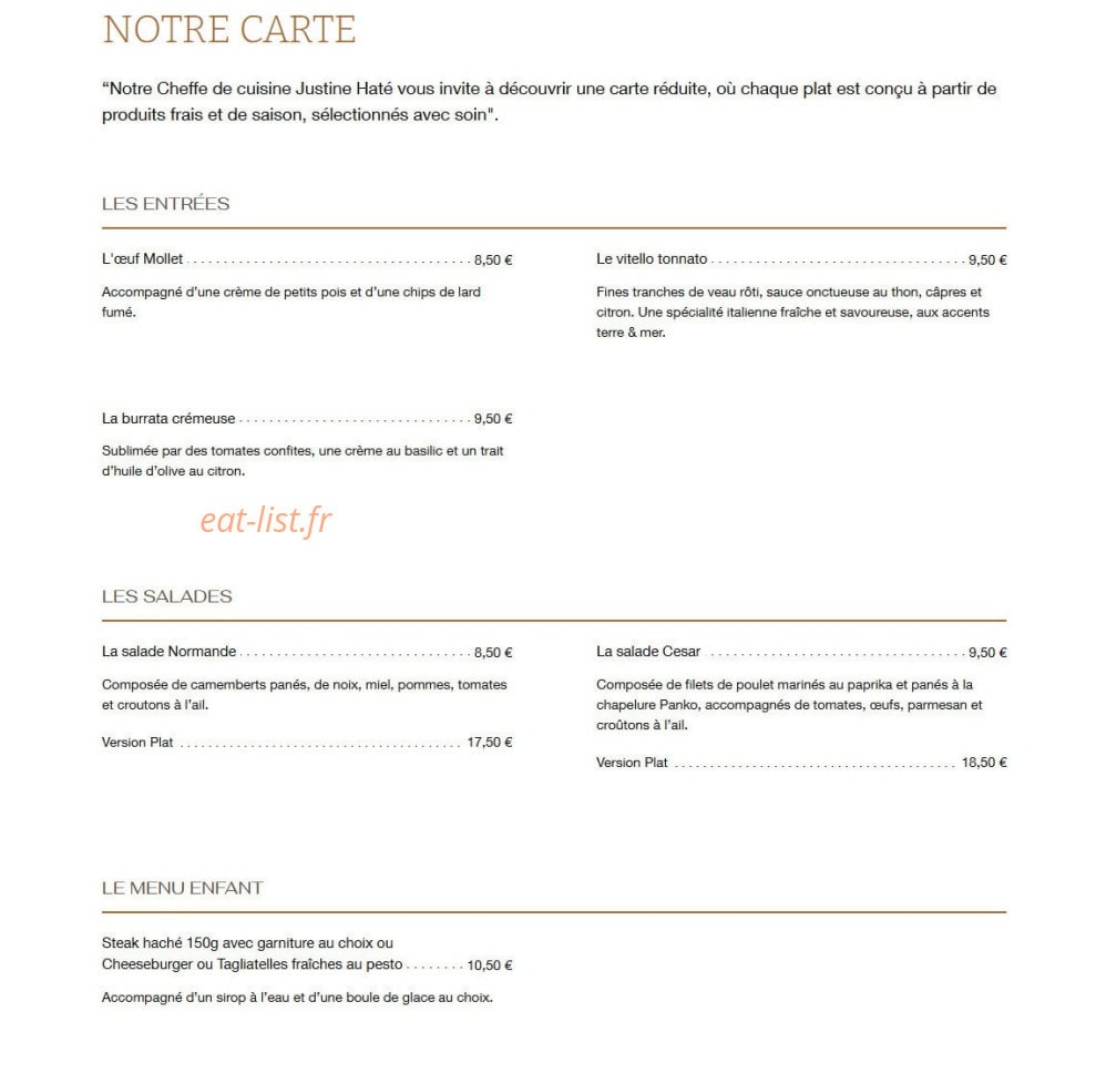Brasserie l'Adresse — carte page 1