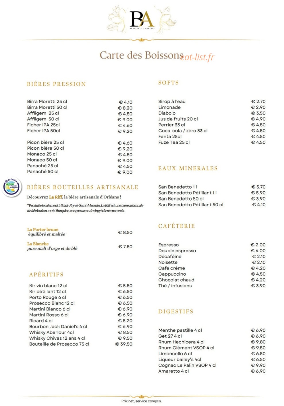 Brasserie l'Adresse — carte page 4