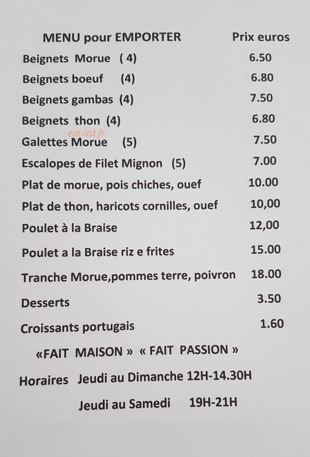 La Cuisine d´Anita — carte page 1