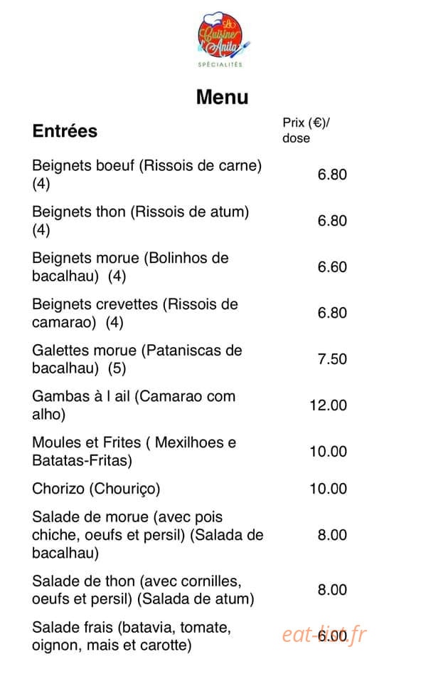 La Cuisine d´Anita — carte page 2
