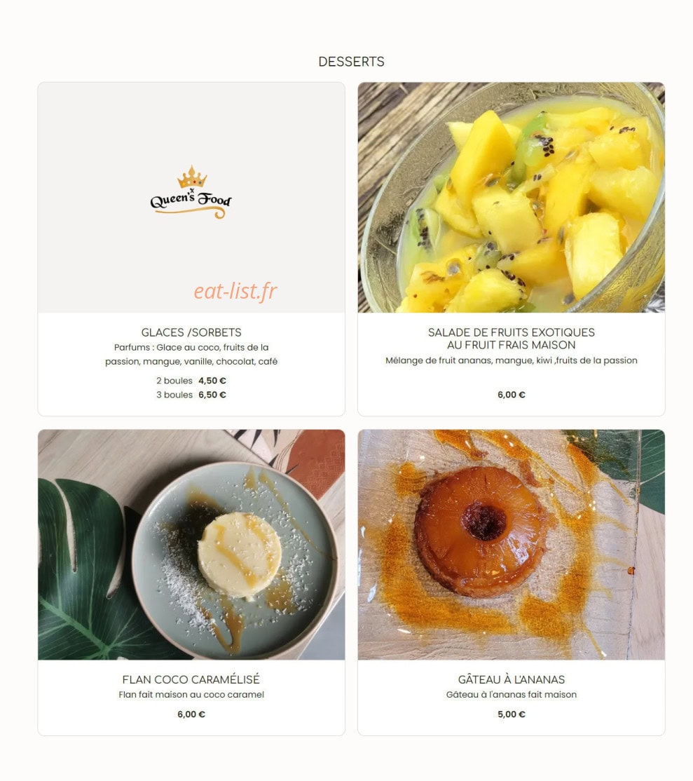Queen's food — carte page 6