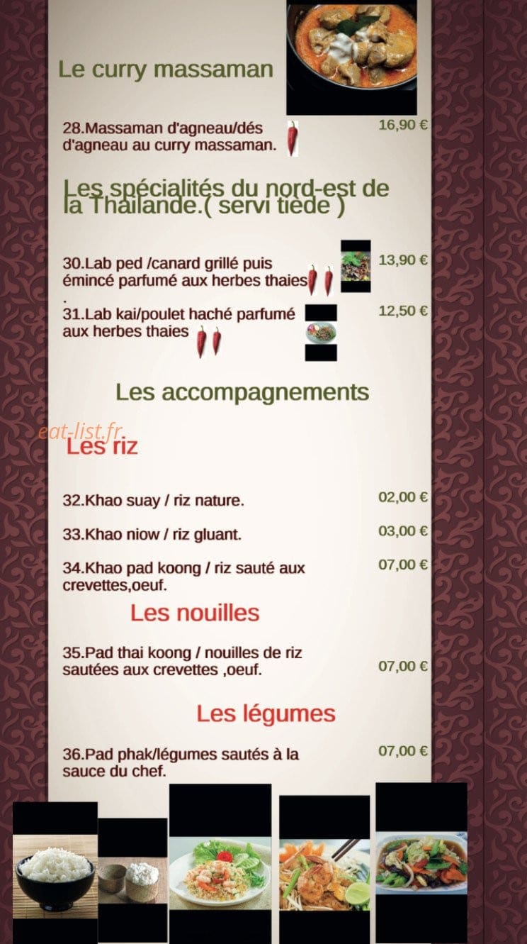 A la cuisine thai — carte page 5