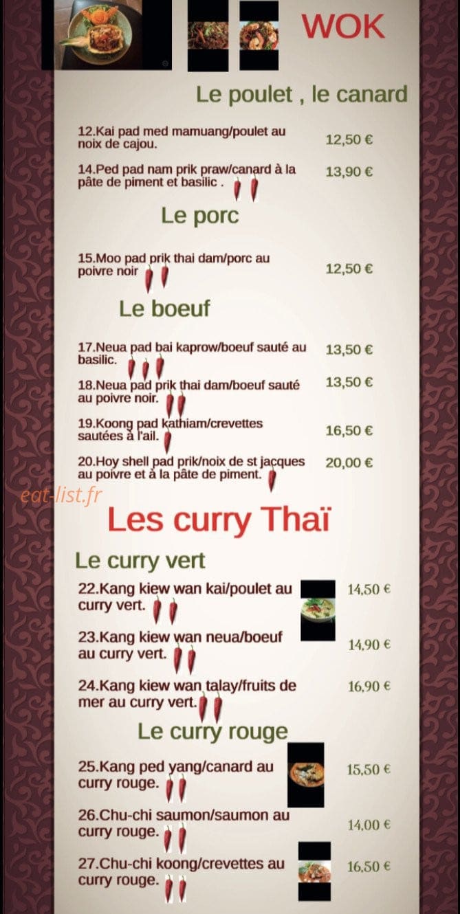A la cuisine thai — carte page 4