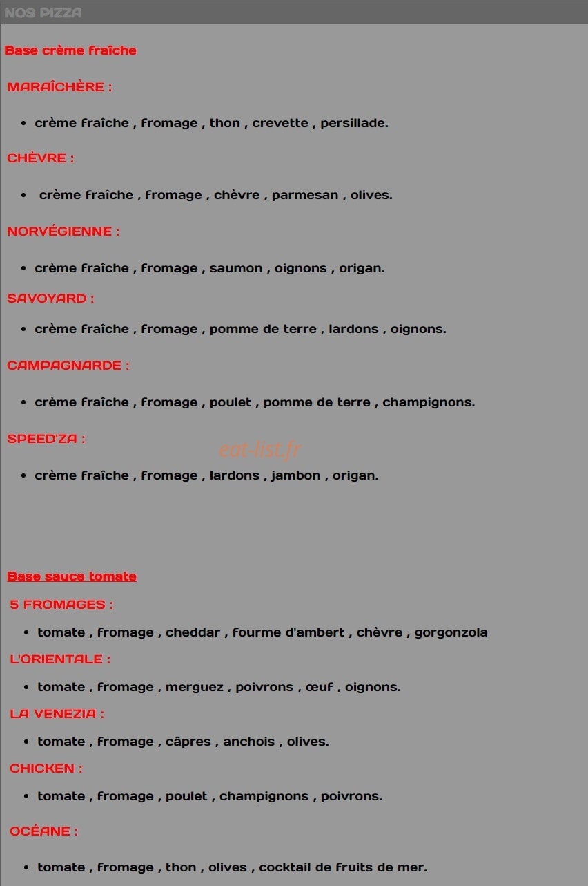 Speed'za — carte page 1