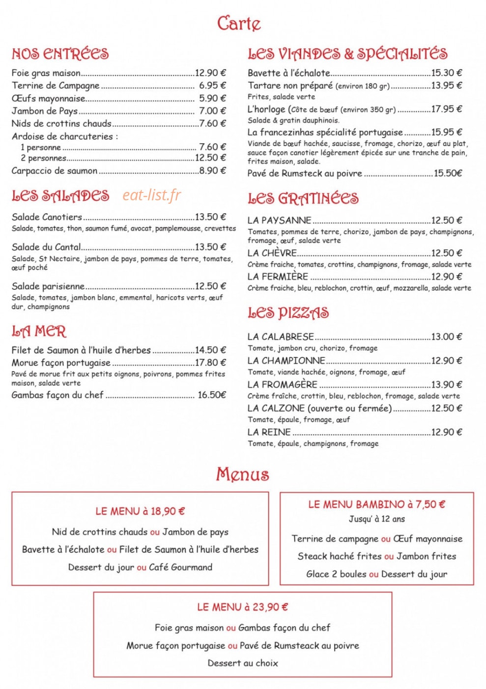 Aux Canotiers — carte page 1