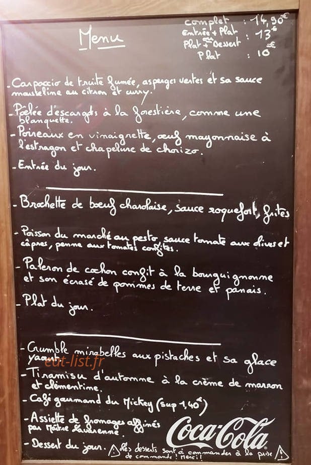 Le Mickey Bar — carte page 1