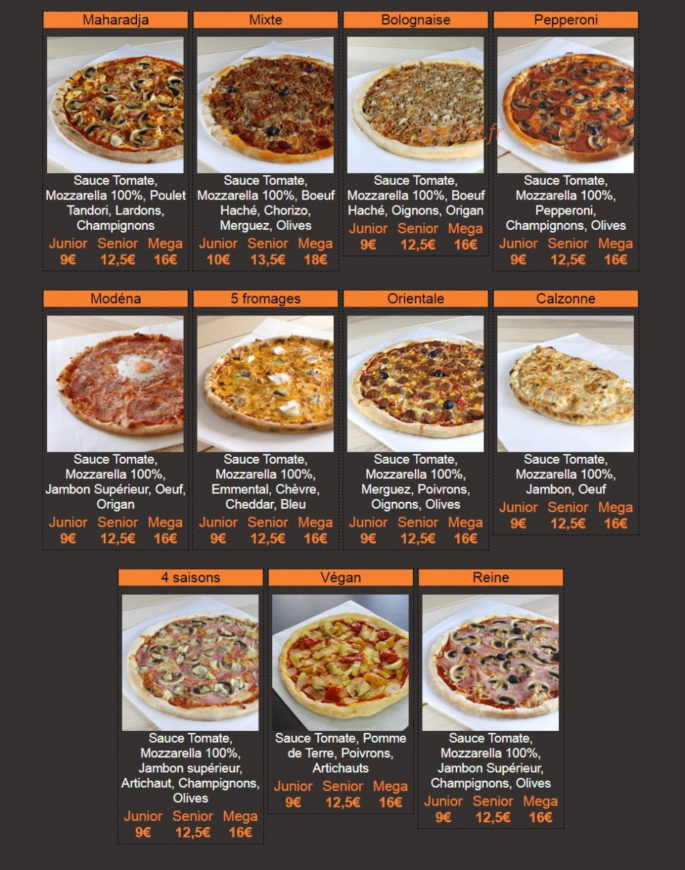 Carte et menu de Hop'la Pizza à Neuville Aux Bois — Les pizzas page 3