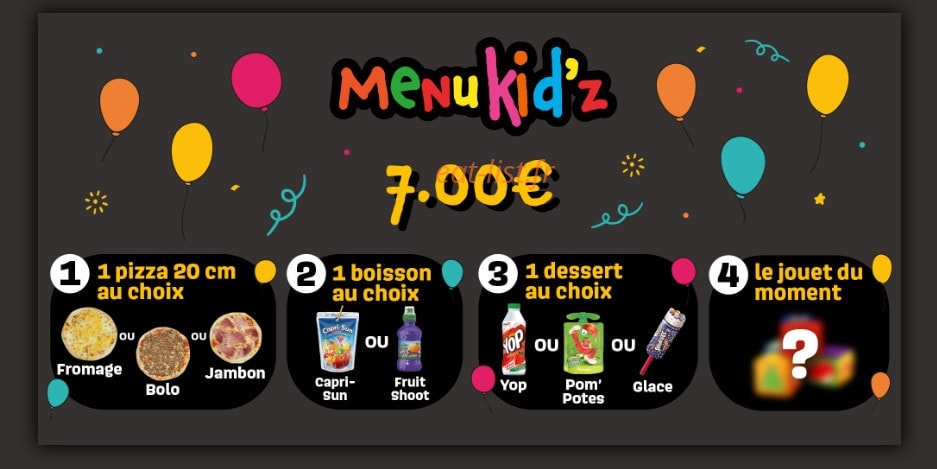 Carte et menu de Hop'la Pizza à Neuville Aux Bois — Menu enfant
