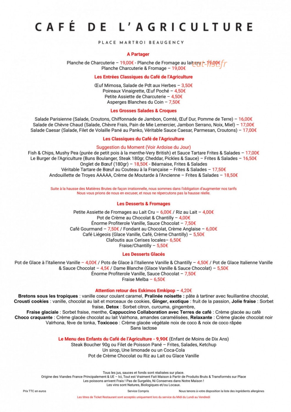 Café de l'agriculture — carte page 1