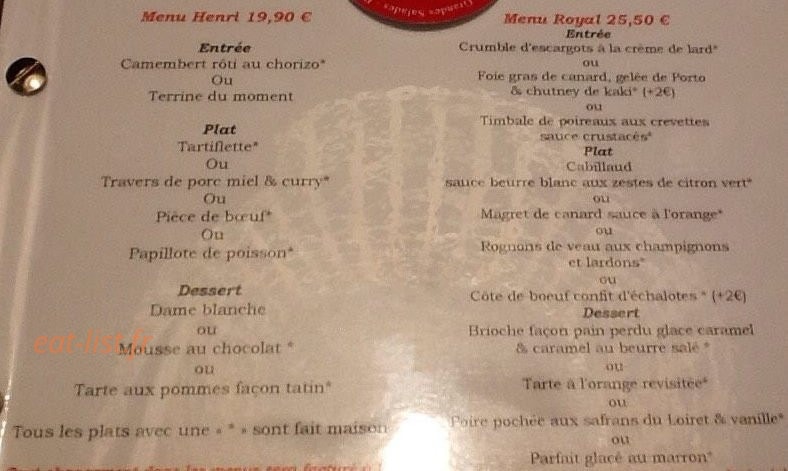 Chez Henri — carte page 1