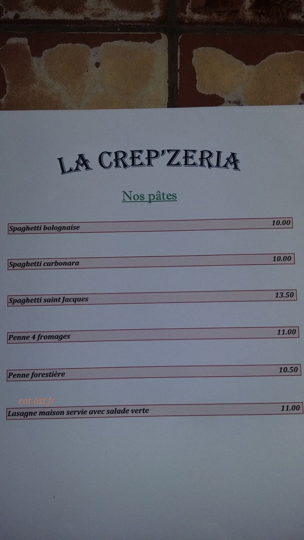 La Crep'Zeria — carte page 8