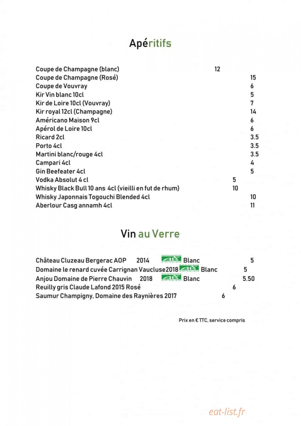 Le Bistrot de l'Ecu — carte page 3