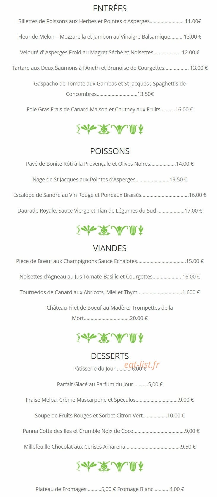 Le Relais du Chateau — carte page 4