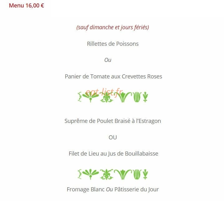 Le Relais du Chateau — carte page 1