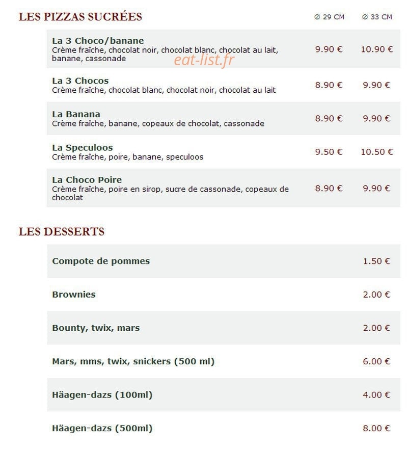 Le Kiosque à Pizzas — carte page 5