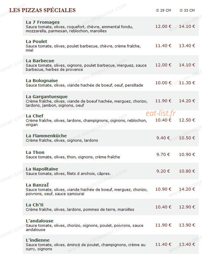 Le Kiosque à Pizzas — carte page 3