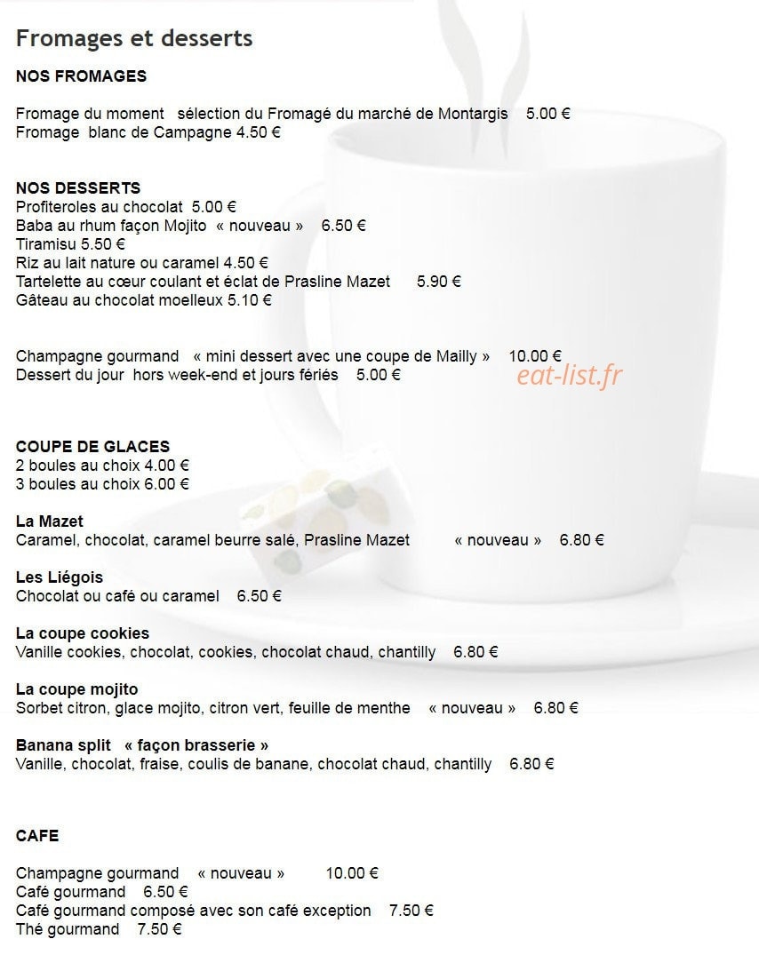 Brasserie des Glaces — carte page 4