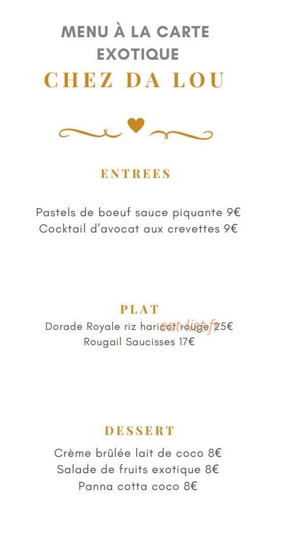 Chez Da Lou — carte page 2