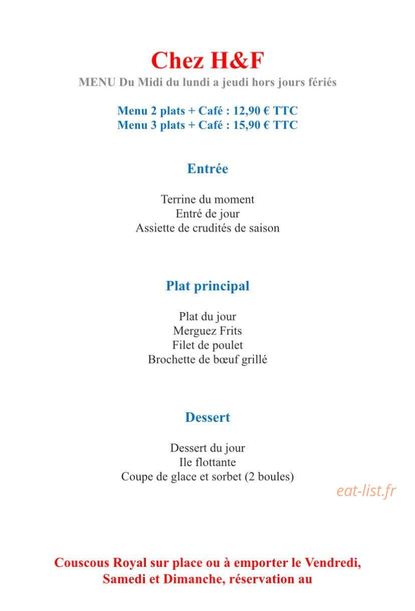 Chez H&F — carte page 1