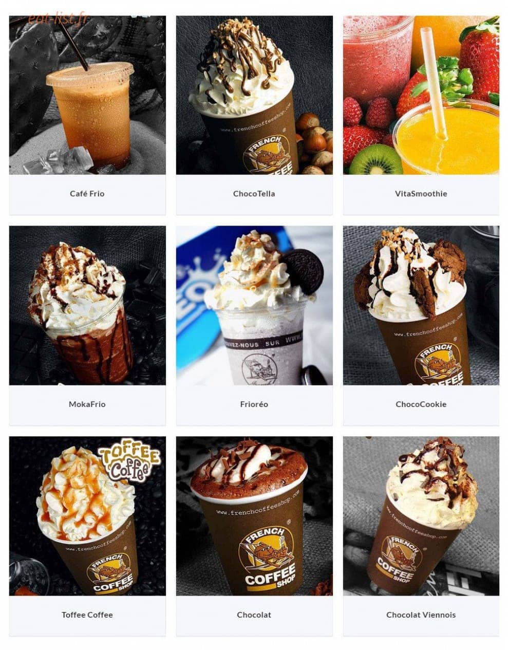 French coffee shop — carte page 1