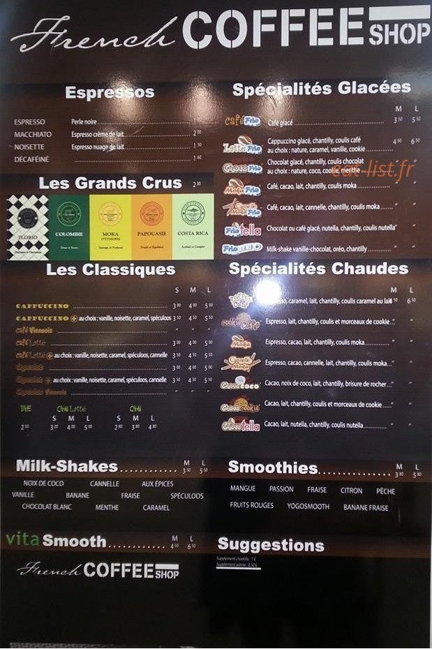 French coffee shop — carte page 3