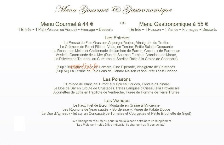 Hôtel Restaurant de la Gloire — carte page 2