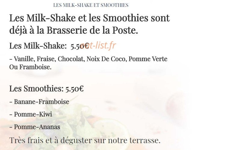 La Brasserie de la Poste — carte page 16