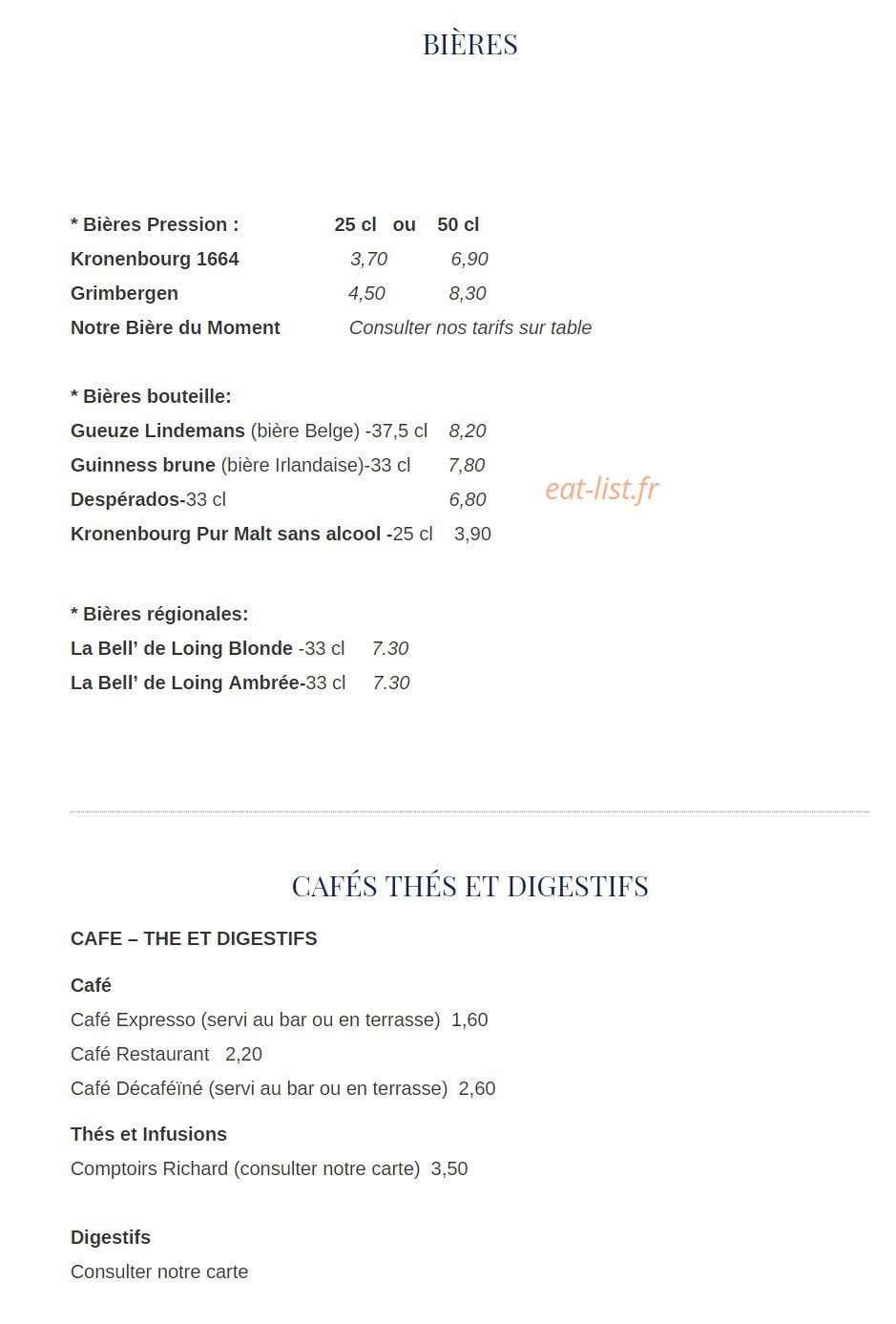 La Brasserie de la Poste — carte page 15