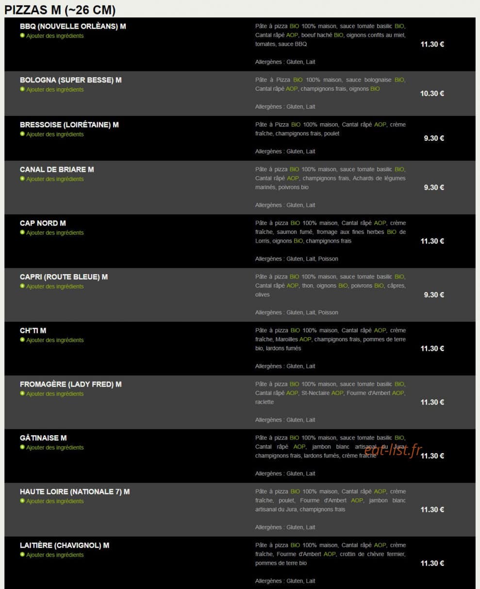Pizza Line — carte page 8