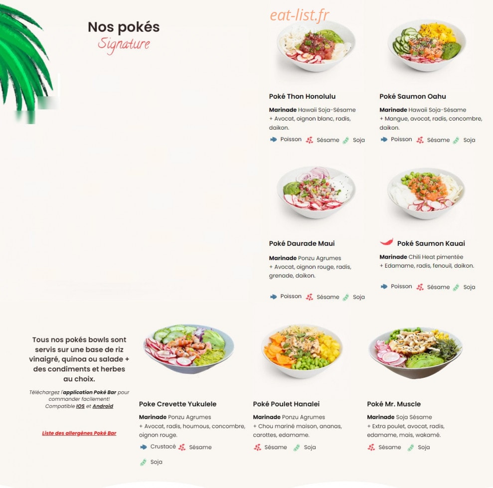 Poke Bar — carte page 1