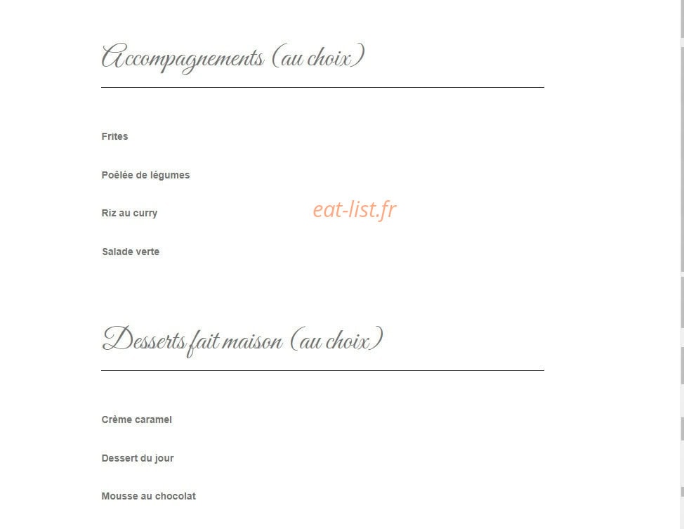 Restaurant du Château — carte page 4