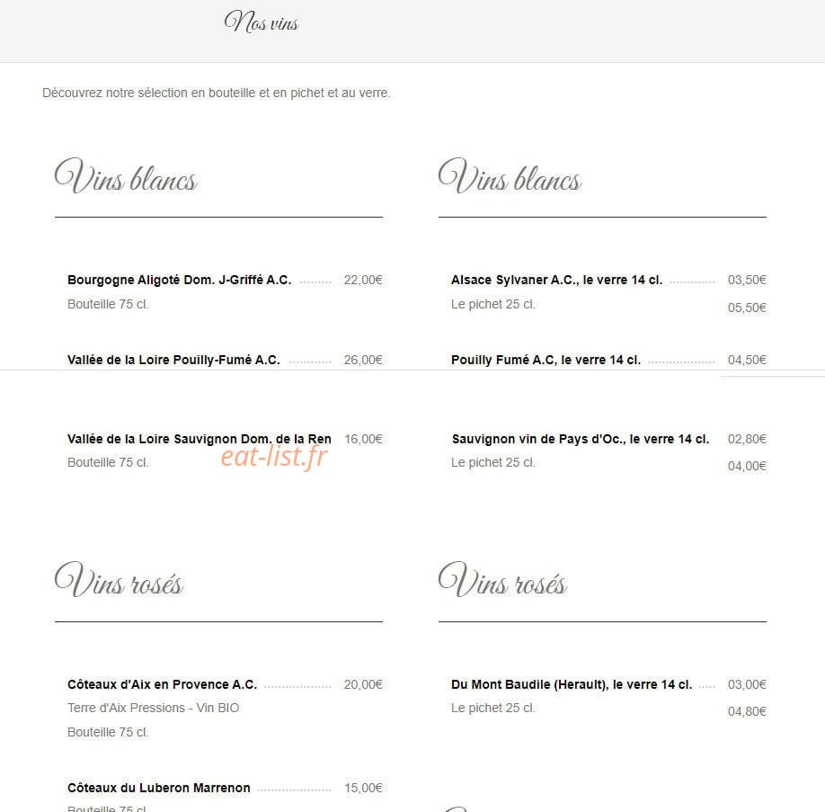 Restaurant du Château — carte page 11