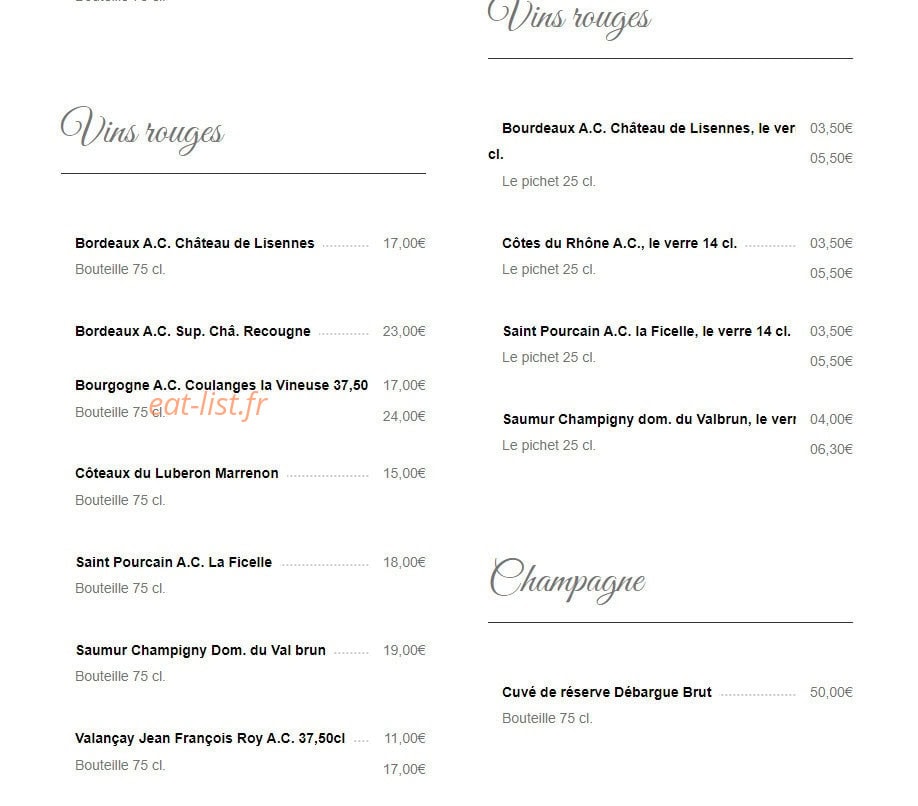 Restaurant du Château — carte page 12