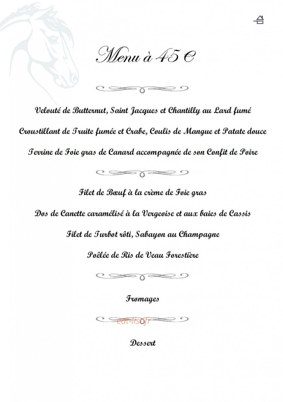 Le Cheval Blanc — carte page 3