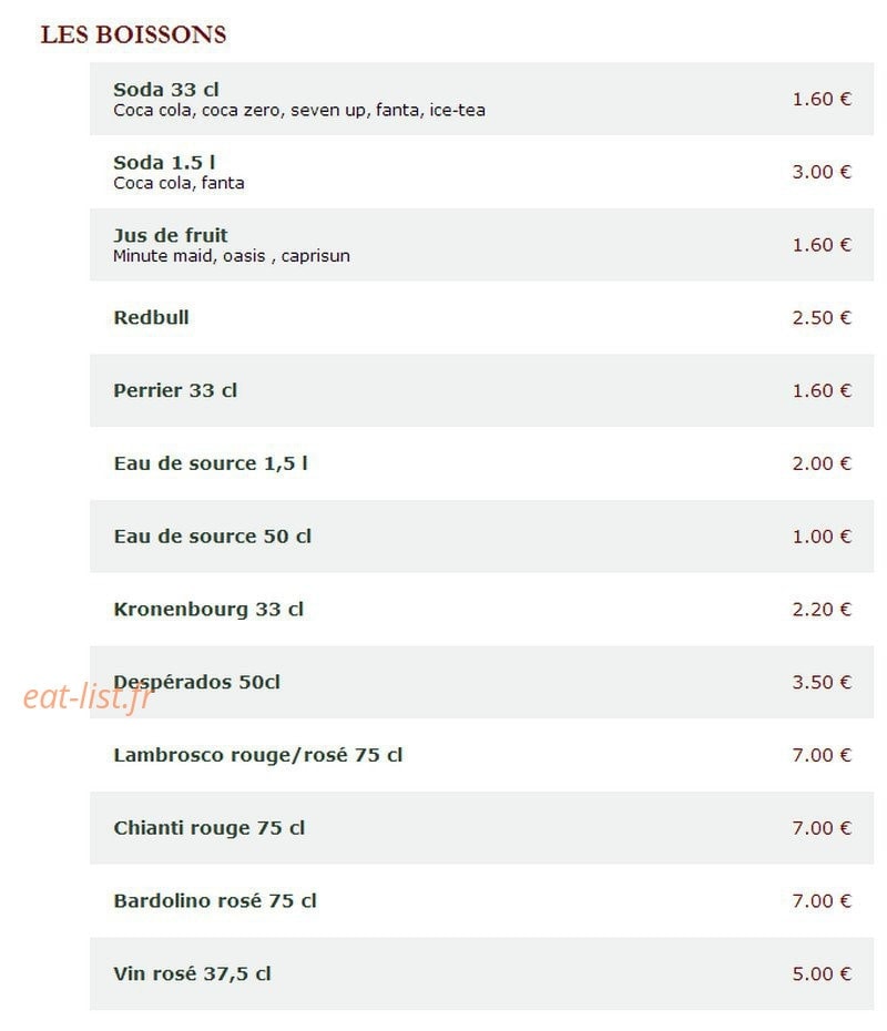 Le Kiosque à Pizzas — carte page 5