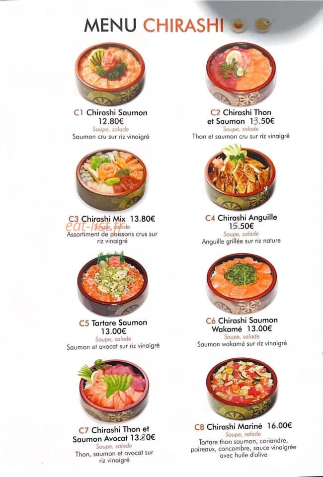 Carte et menu de Sushi Yummy à Ferrières-en-Gâtinais — Les menus chirashi