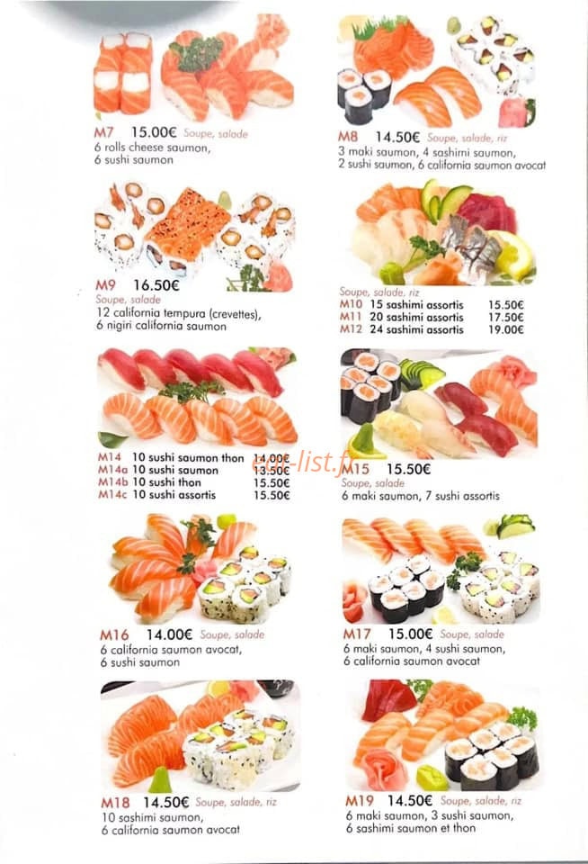 Carte et menu de Sushi Yummy à Ferrières-en-Gâtinais — Les M7 . M8 et M9 ...