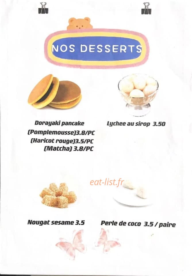 Carte et menu de Sushi Yummy à Ferrières-en-Gâtinais — Les desserts