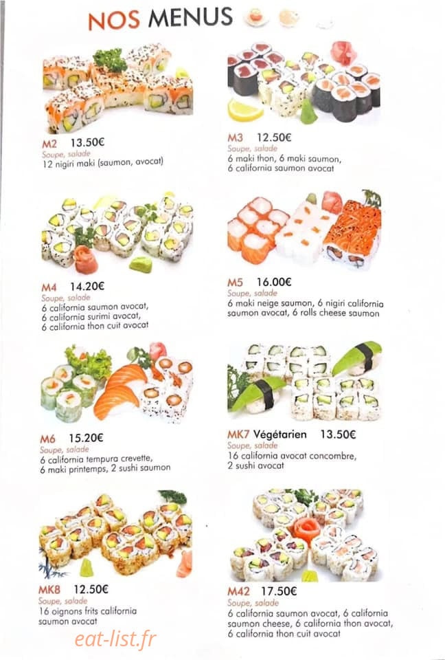 Carte et menu de Sushi Yummy à Ferrières-en-Gâtinais — Les menus