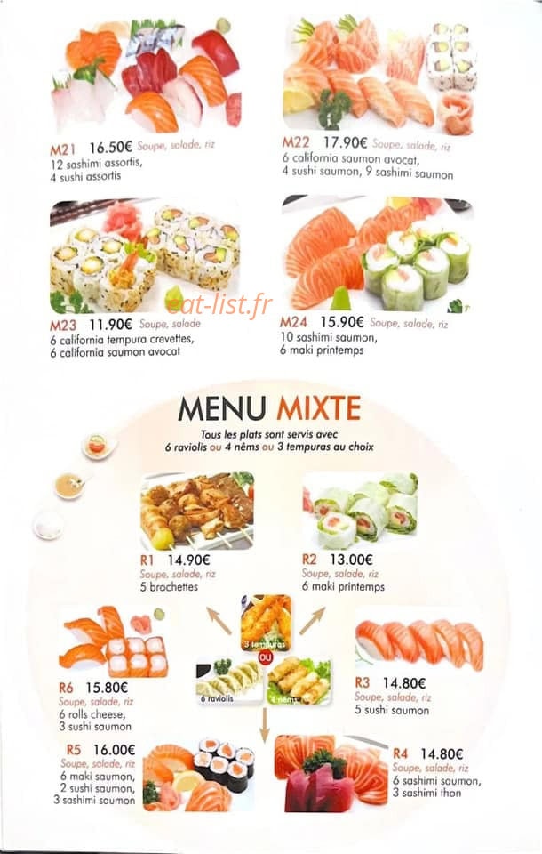 Carte et menu de Sushi Yummy à Ferrières-en-Gâtinais — Les menus mixte