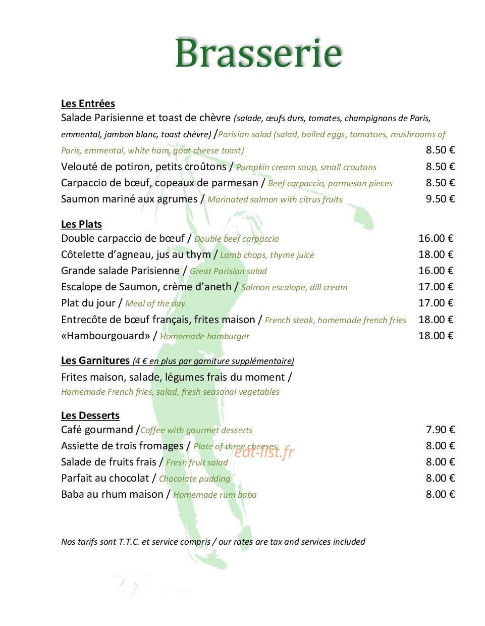 La Brasserie — carte page 2