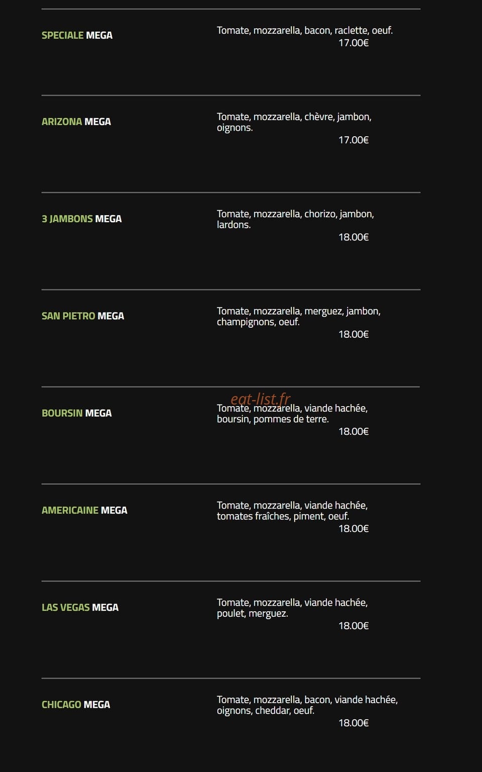 Andiamo Pizza — carte page 11