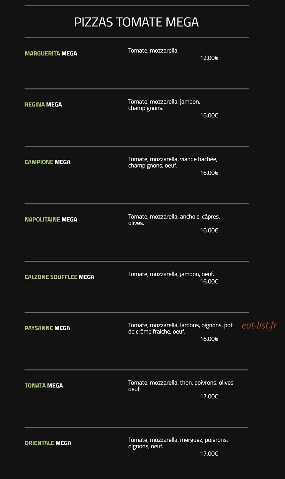 Andiamo Pizza — carte page 9